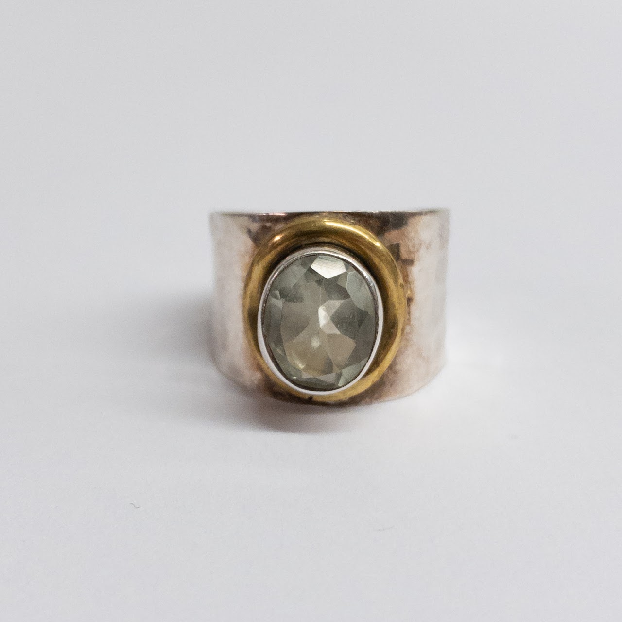 Sterling Silver, Vermeil, and Aquamarine Solitaire Ring