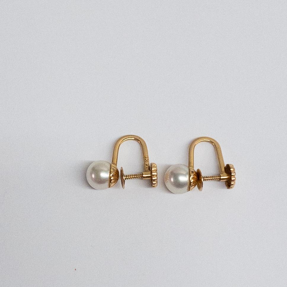 14K Gold and Pearl Earrings