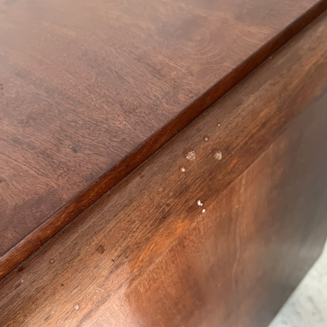 Art Deco Walnut Executive Desk with Sliding Glass Door Bookshelf Back