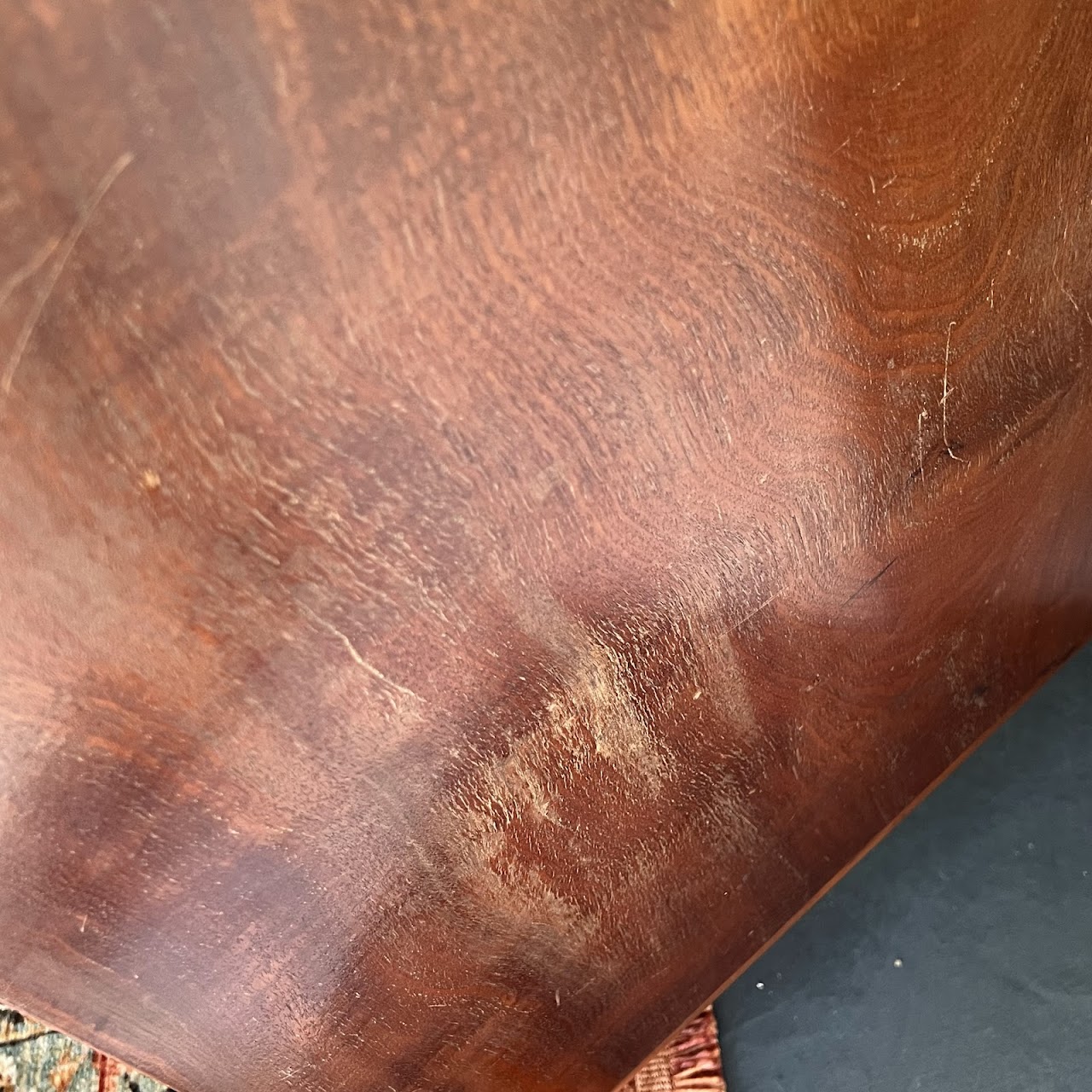 Art Deco Walnut Executive Desk with Sliding Glass Door Bookshelf Back