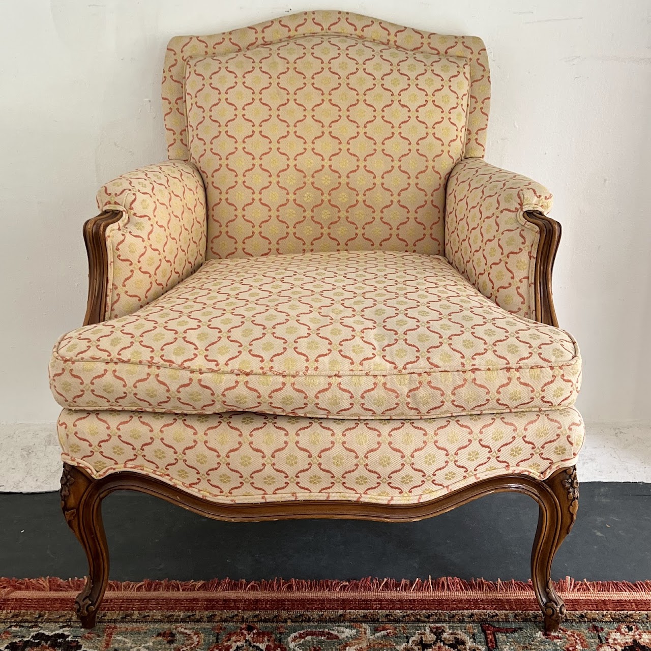 Country French Style Jacquard Upholstered Bergère