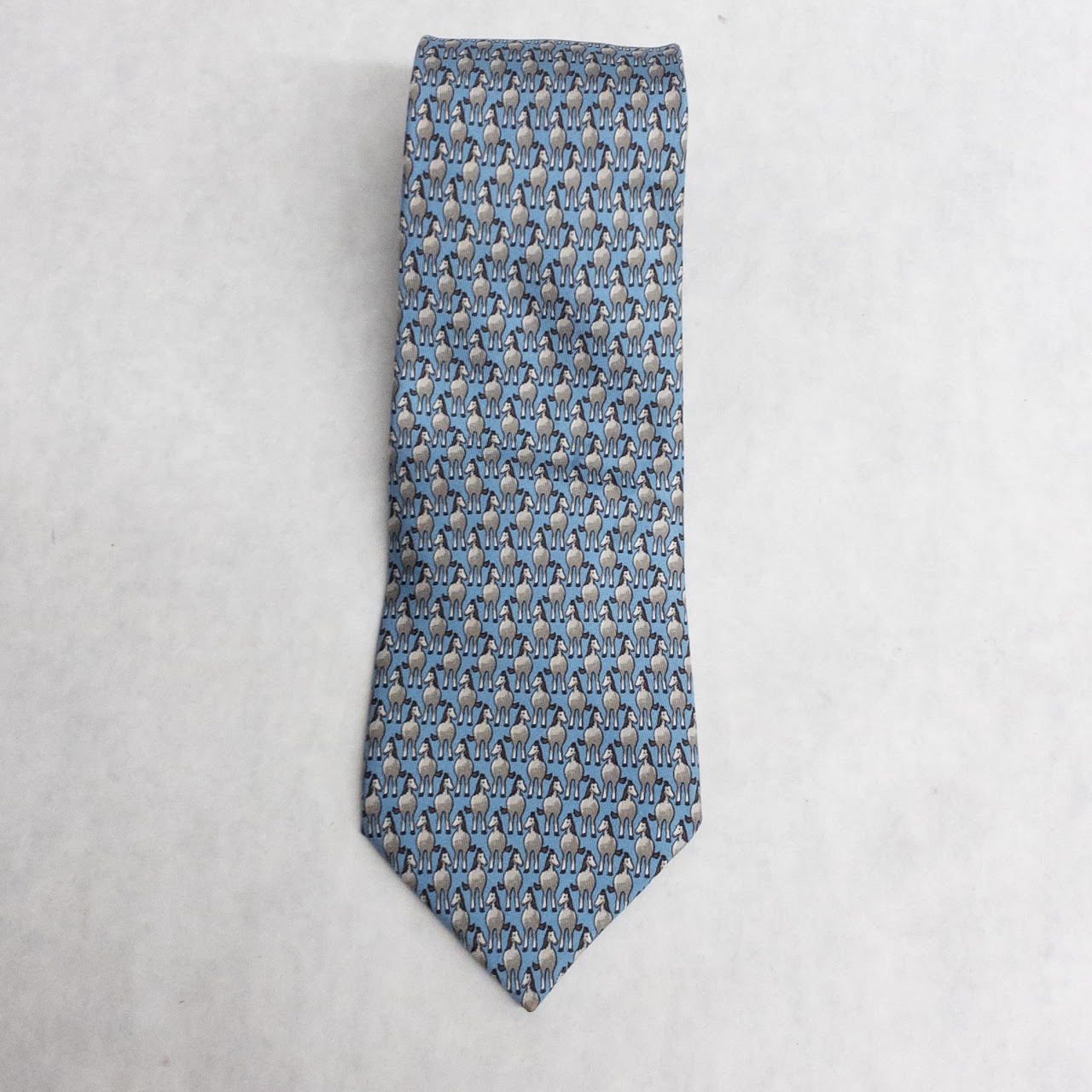 Hermès Silk Twill Horse Pattern Tie