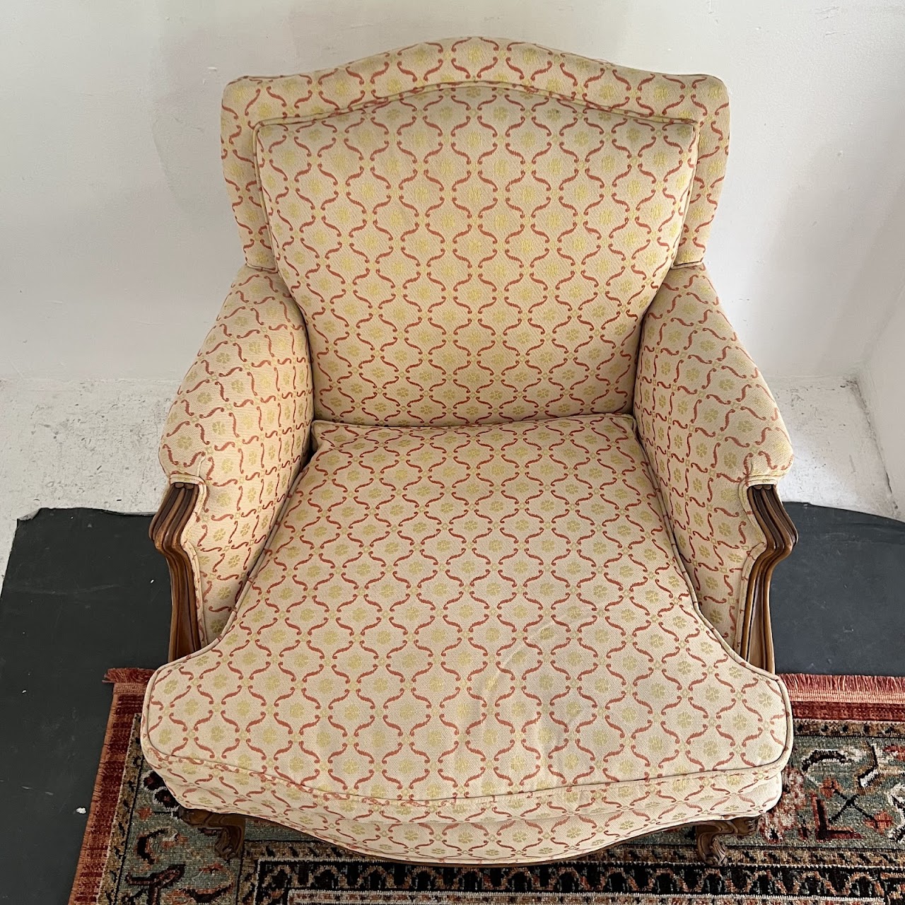 Country French Style Jacquard Upholstered Bergère