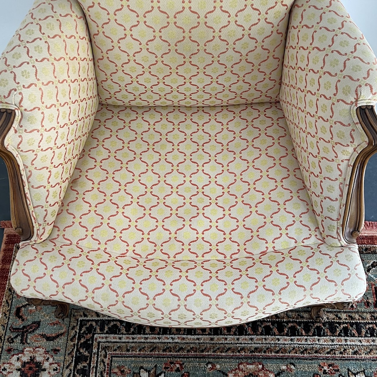 Country French Style Jacquard Upholstered Bergère