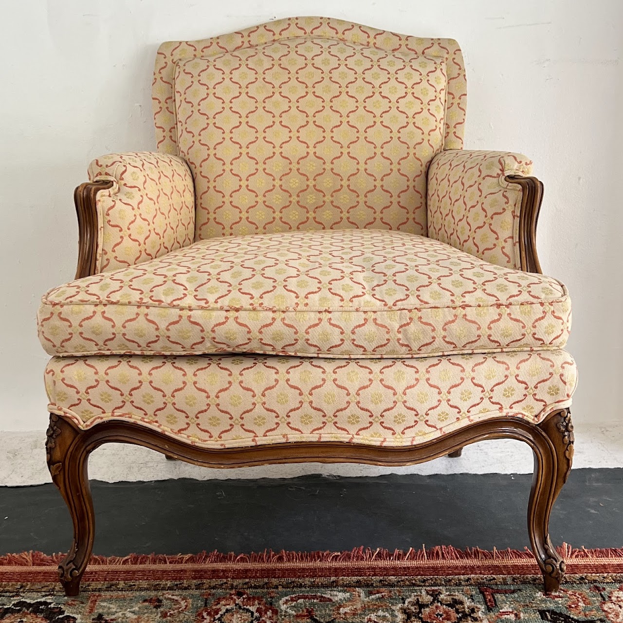 Country French Style Jacquard Upholstered Bergère