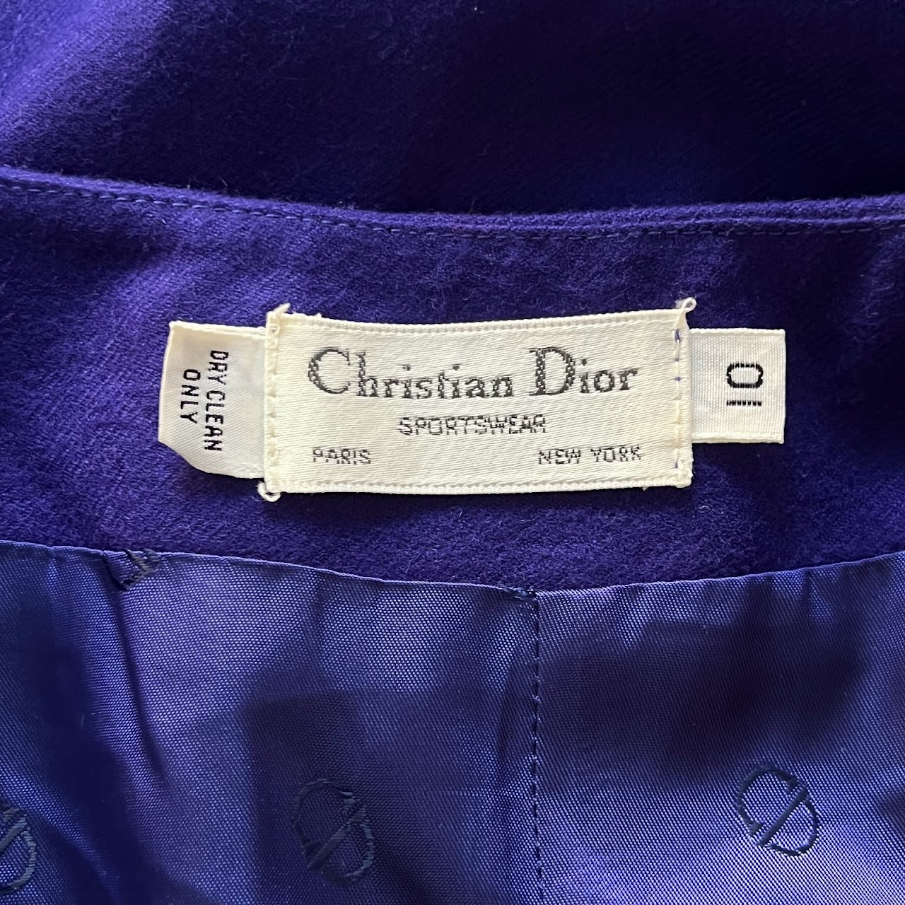 Christian Dior Sportswear Vintage Purple Wool Skirt