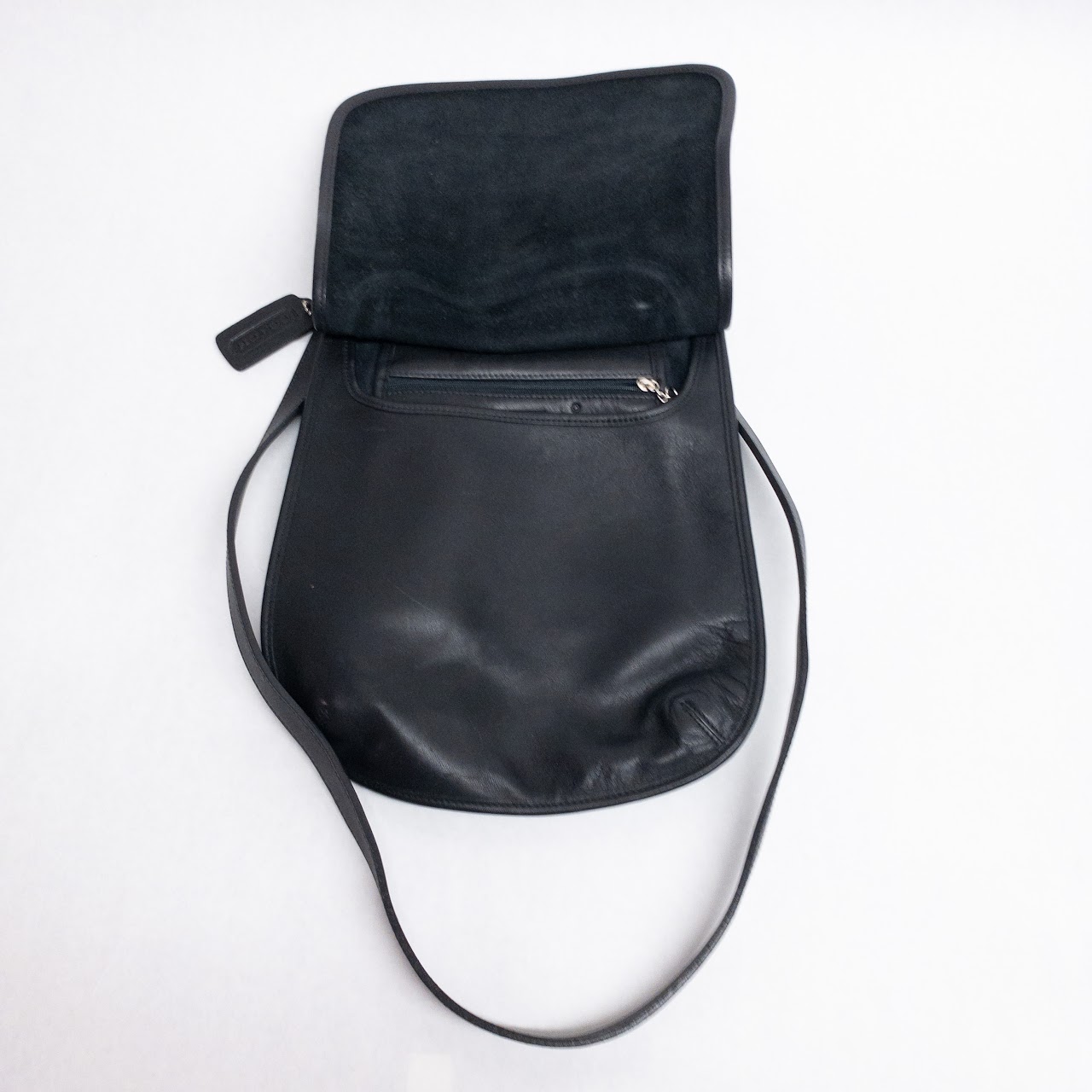 Coach Black Leather Crossbody Saddle Bag