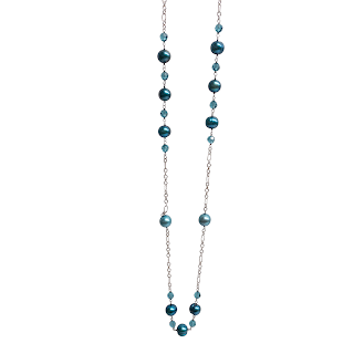 Honora Sterling Silver Blue Pearl Station Necklace