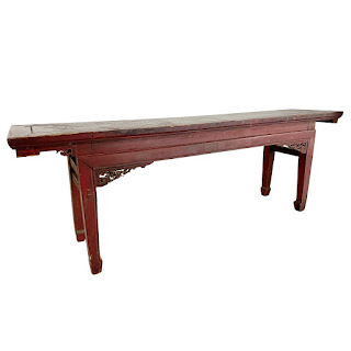 Chinese Antique Carved Lacquered Bench #1