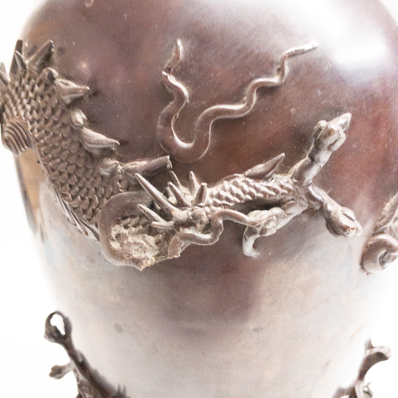 Bronze Dragon Lamp Vase Pair