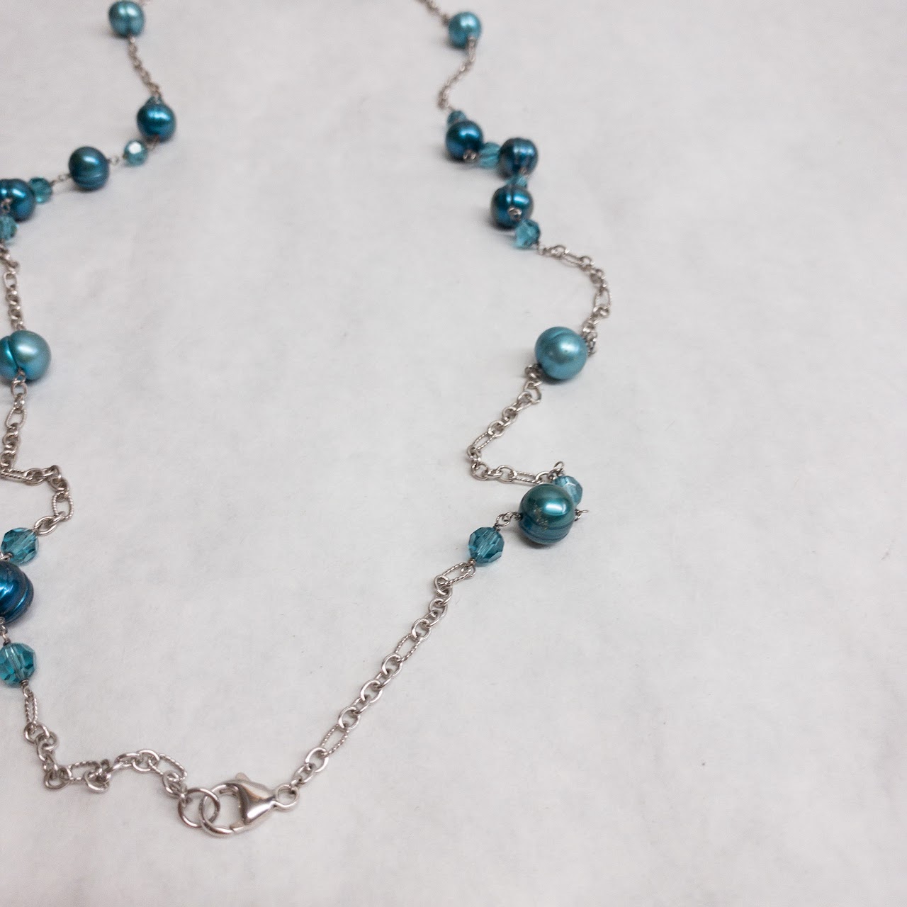 Honora Sterling Silver Blue Pearl Station Necklace