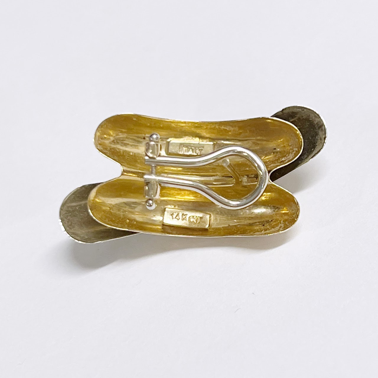 14K Gold Two-Tone Modernist Earrings