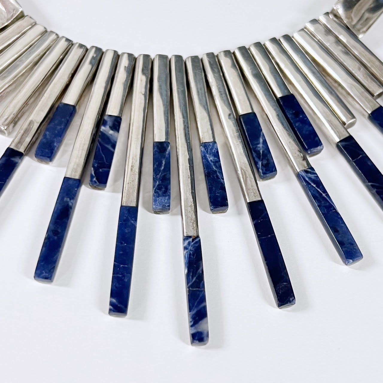970 Sterling Silver & Lapis Lazuli Bib Necklace
