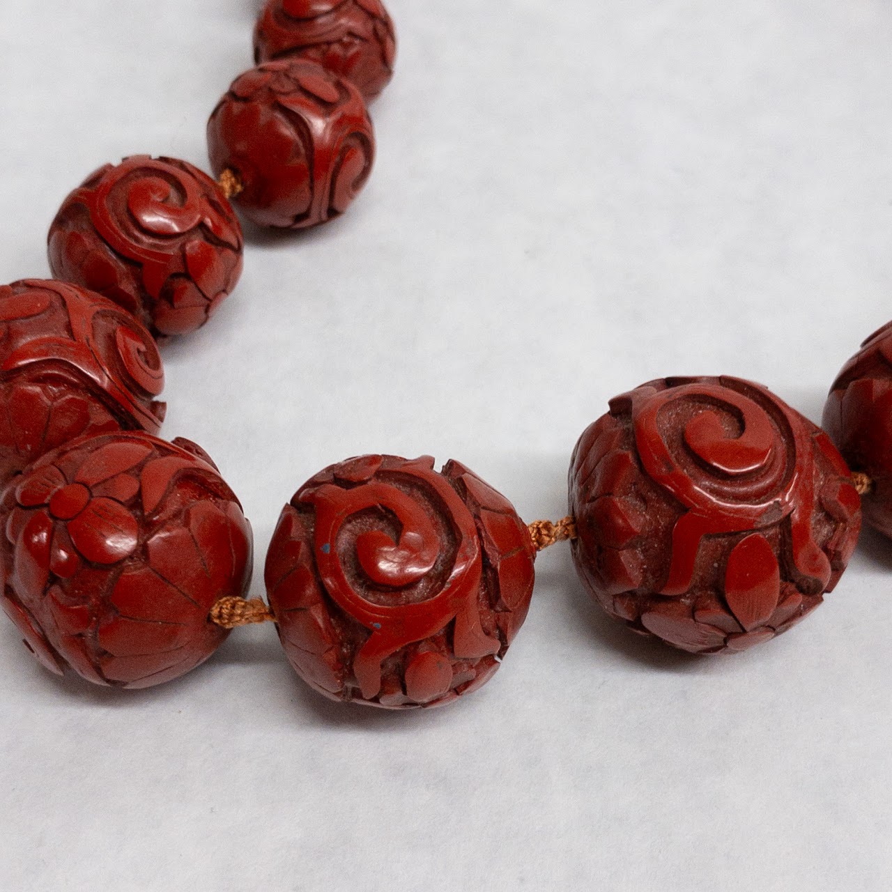 Chinese Cinnabar Beaded Necklace