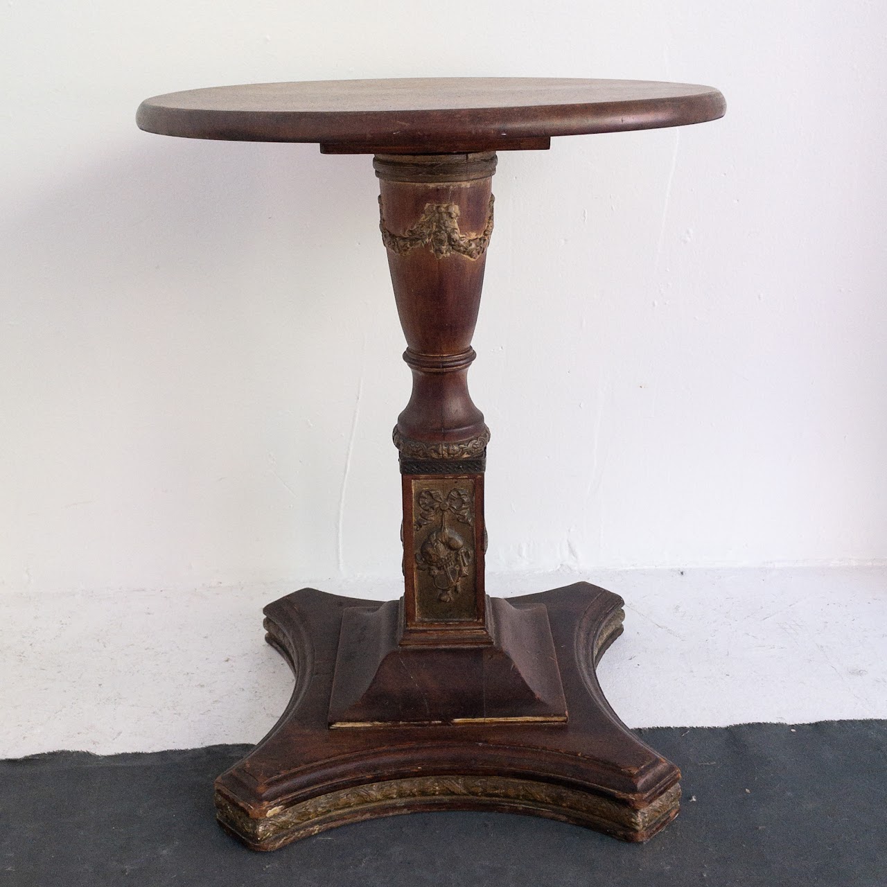 Vintage Carved Wood Accent Table