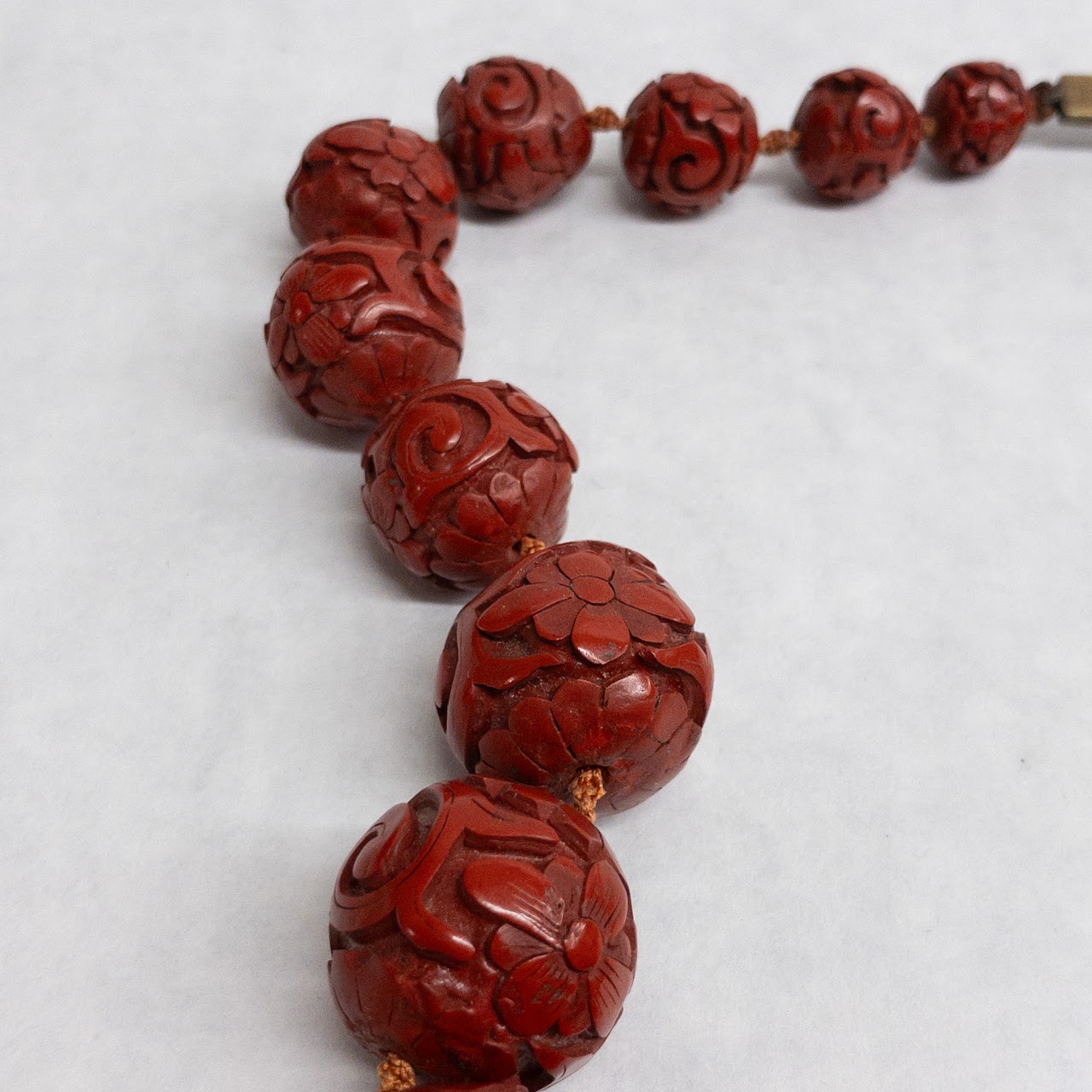 Chinese Cinnabar Beaded Necklace