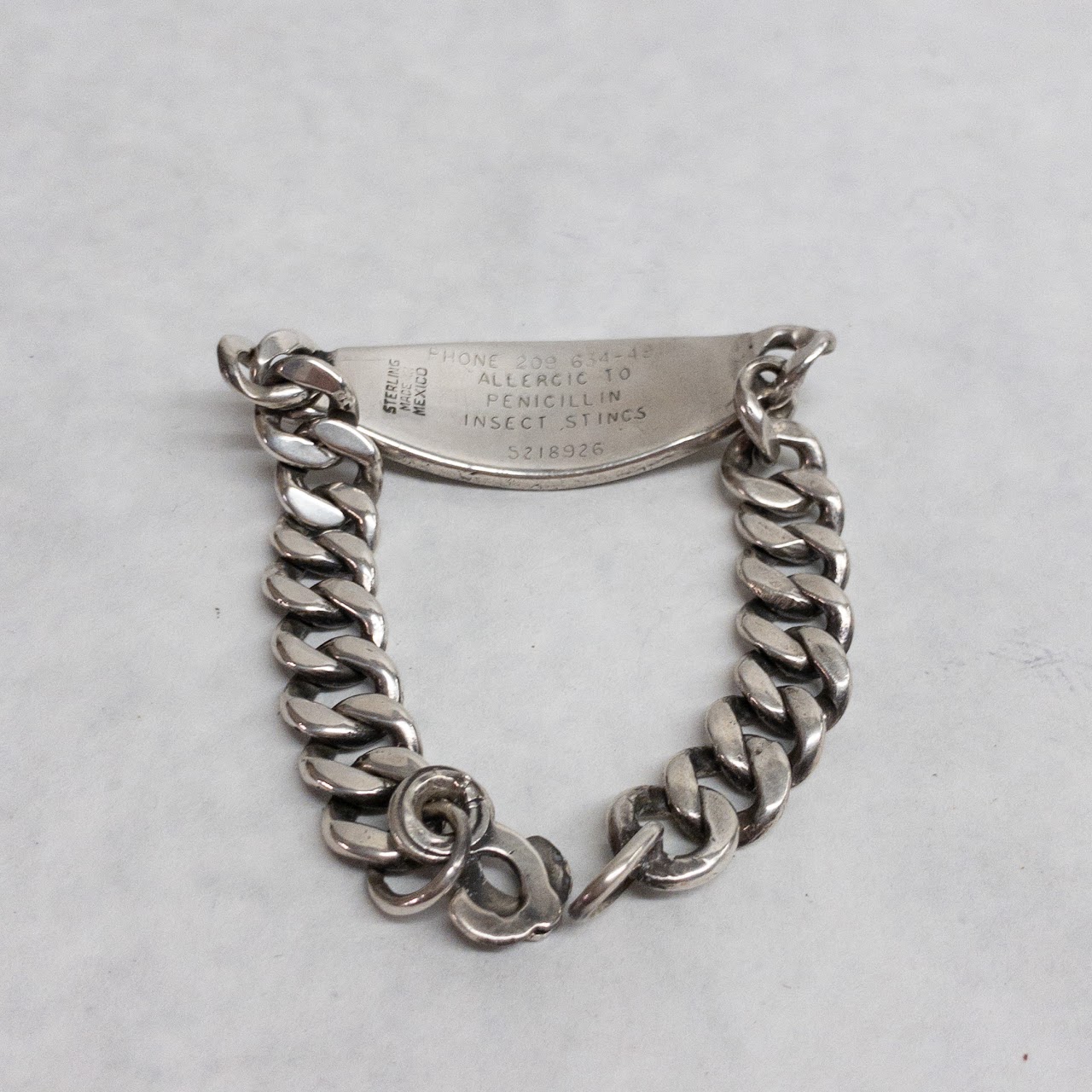 Sterling Silver Medical Alert Bracelet