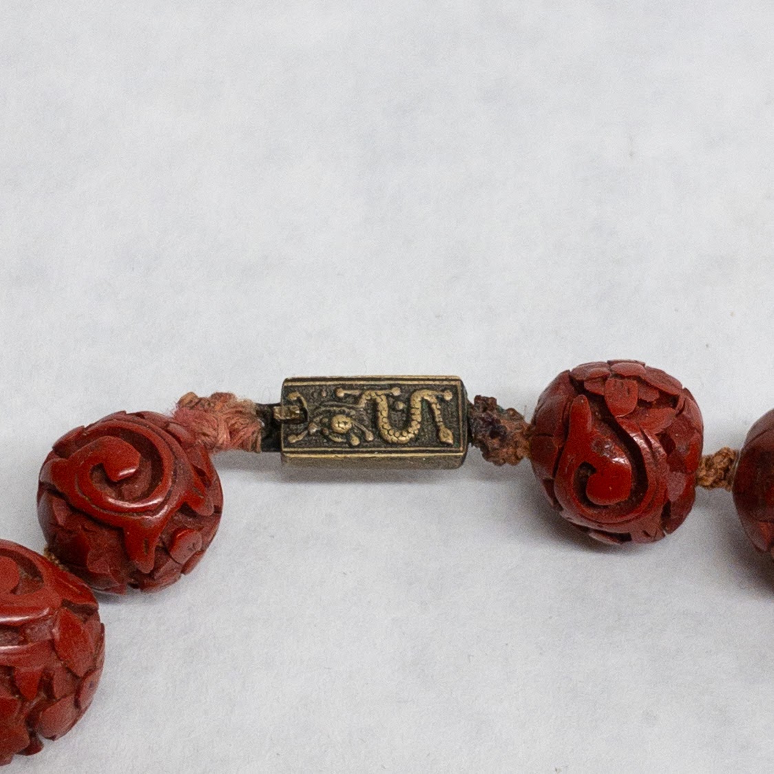 Chinese Cinnabar Beaded Necklace