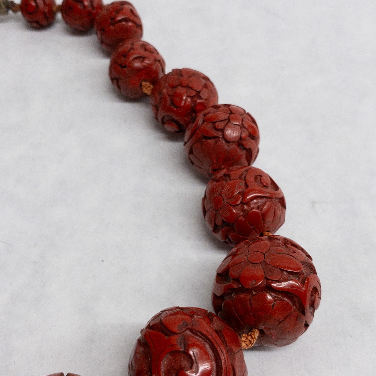 Chinese Cinnabar Beaded Necklace