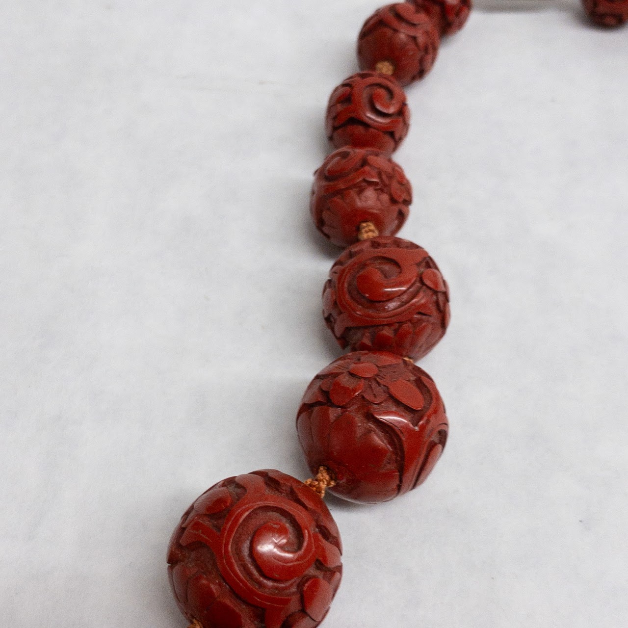 Chinese Cinnabar Beaded Necklace