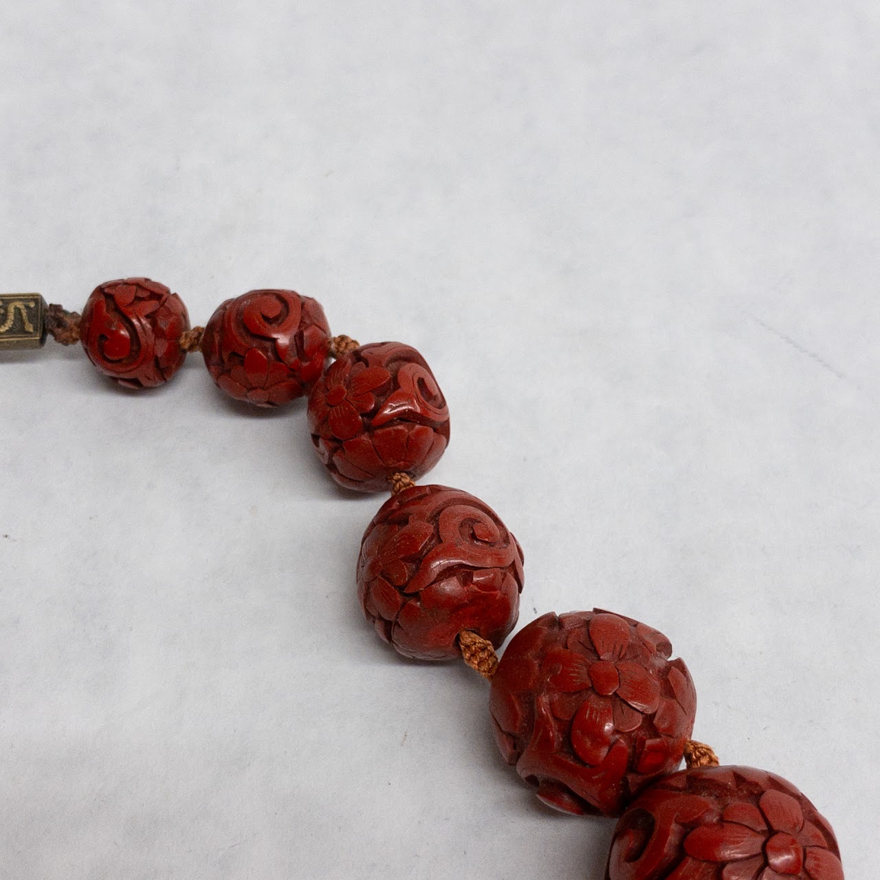 Chinese Cinnabar Beaded Necklace