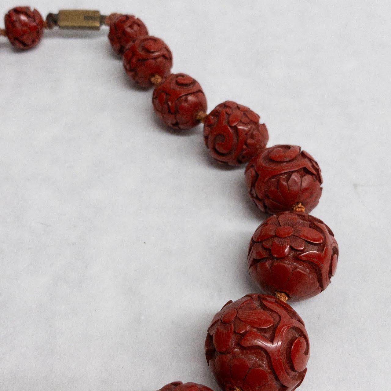 Chinese Cinnabar Beaded Necklace