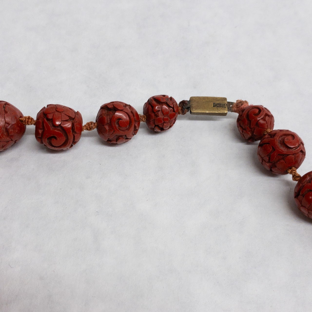 Chinese Cinnabar Beaded Necklace