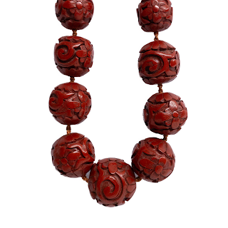 Chinese Cinnabar Beaded Necklace