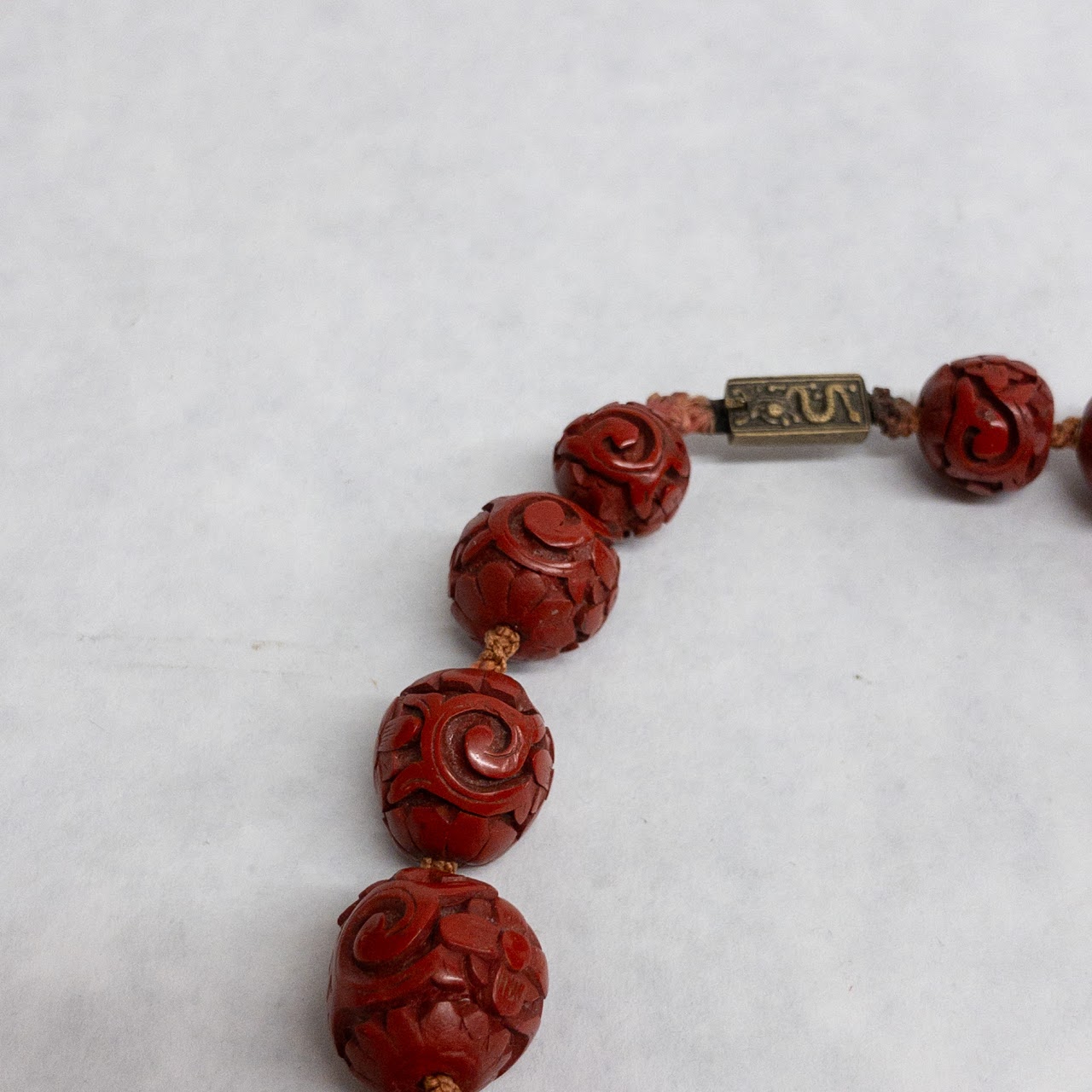 Chinese Cinnabar Beaded Necklace