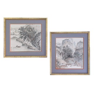 Chinese Landscape Print Pair