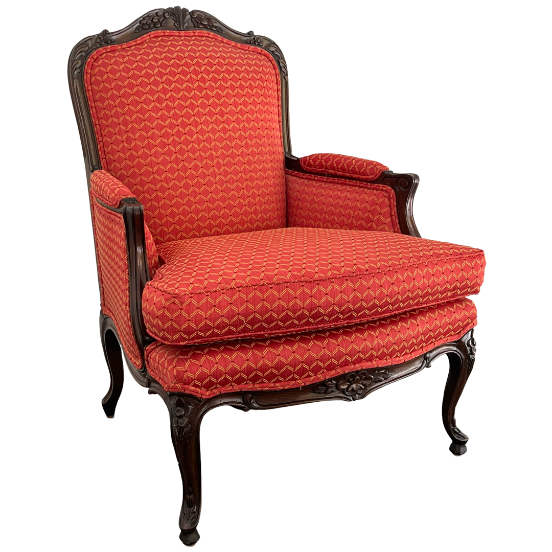 Louis XV Style Jacquard Upholstered Bergere