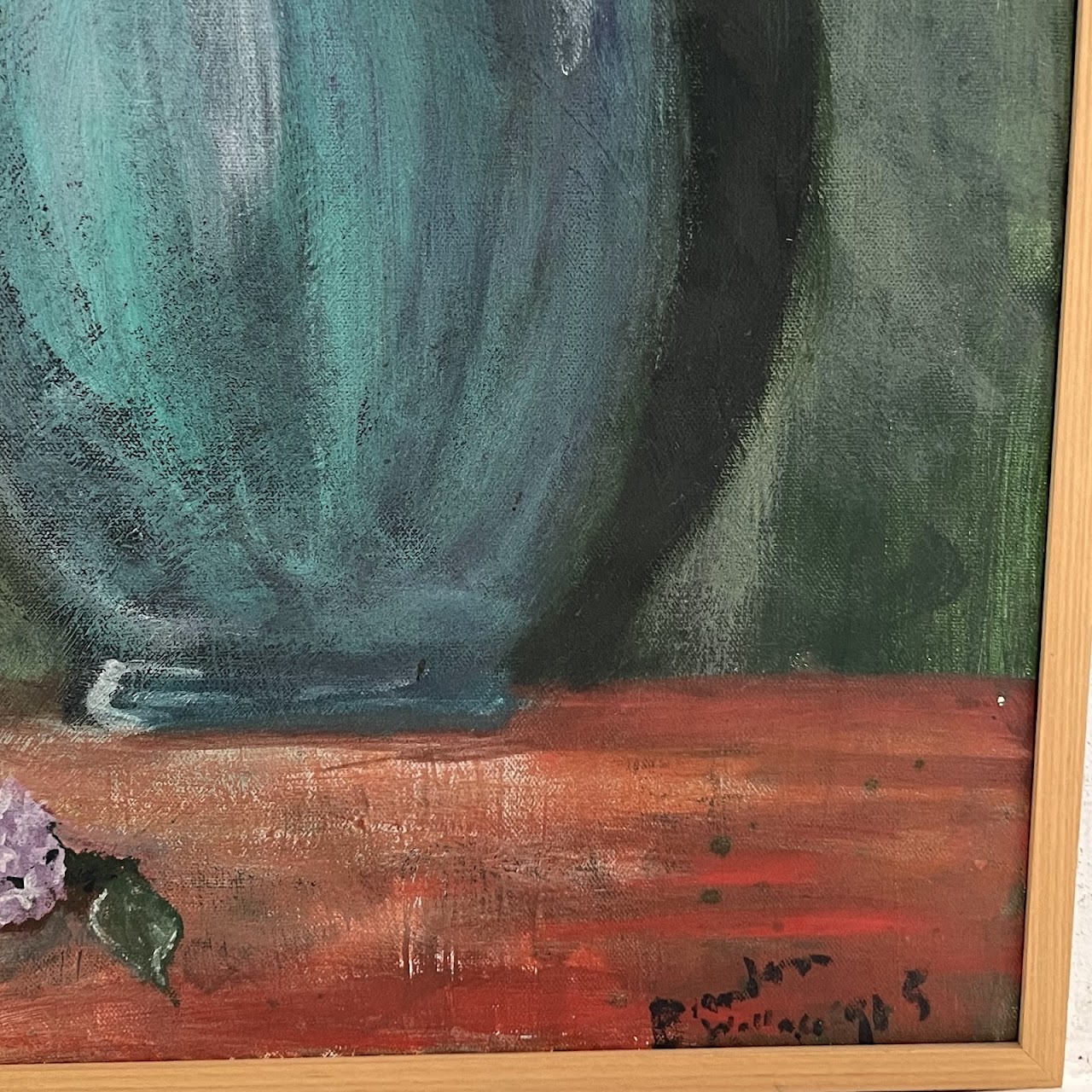 Brandon Wallace Still Life with Flowers and Outlet Signed Oil Painting