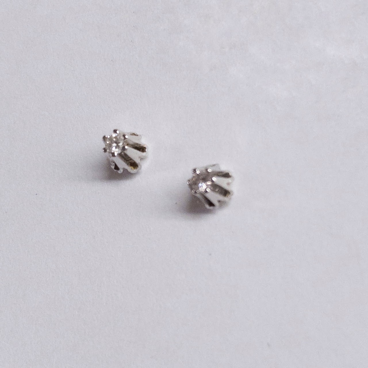 14K White Gold and Diamond Stud Earrings