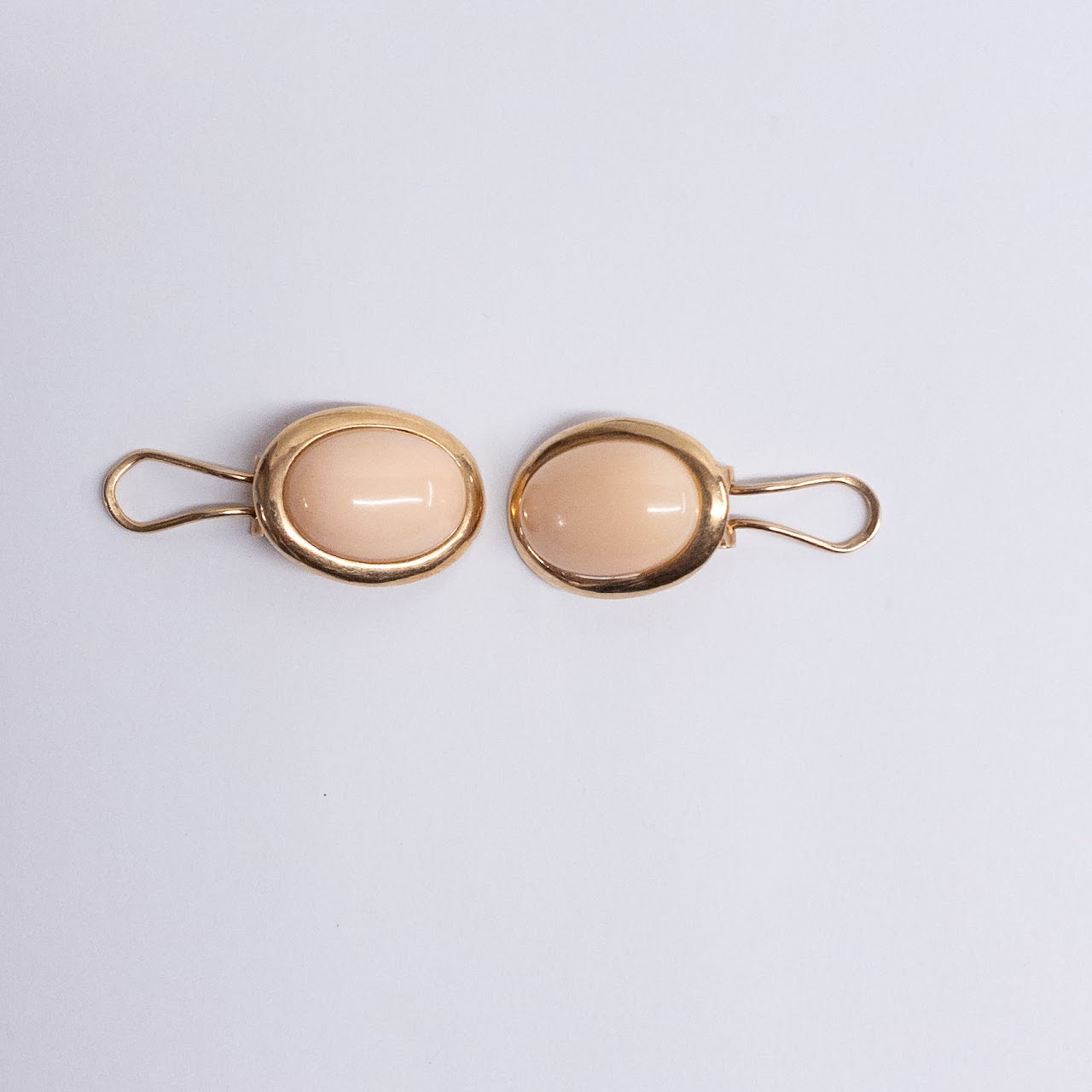 14K Gold and Angel Skin Coral Clip Earrings