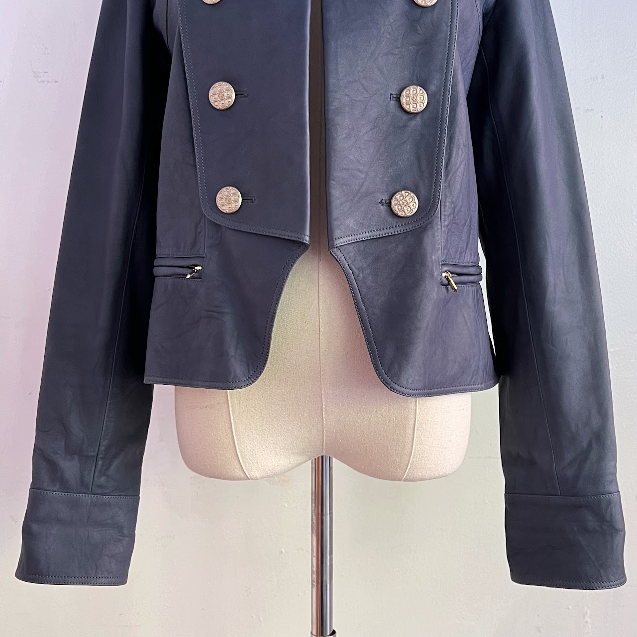 Chanel Deep Blue Lamb eather Jacket