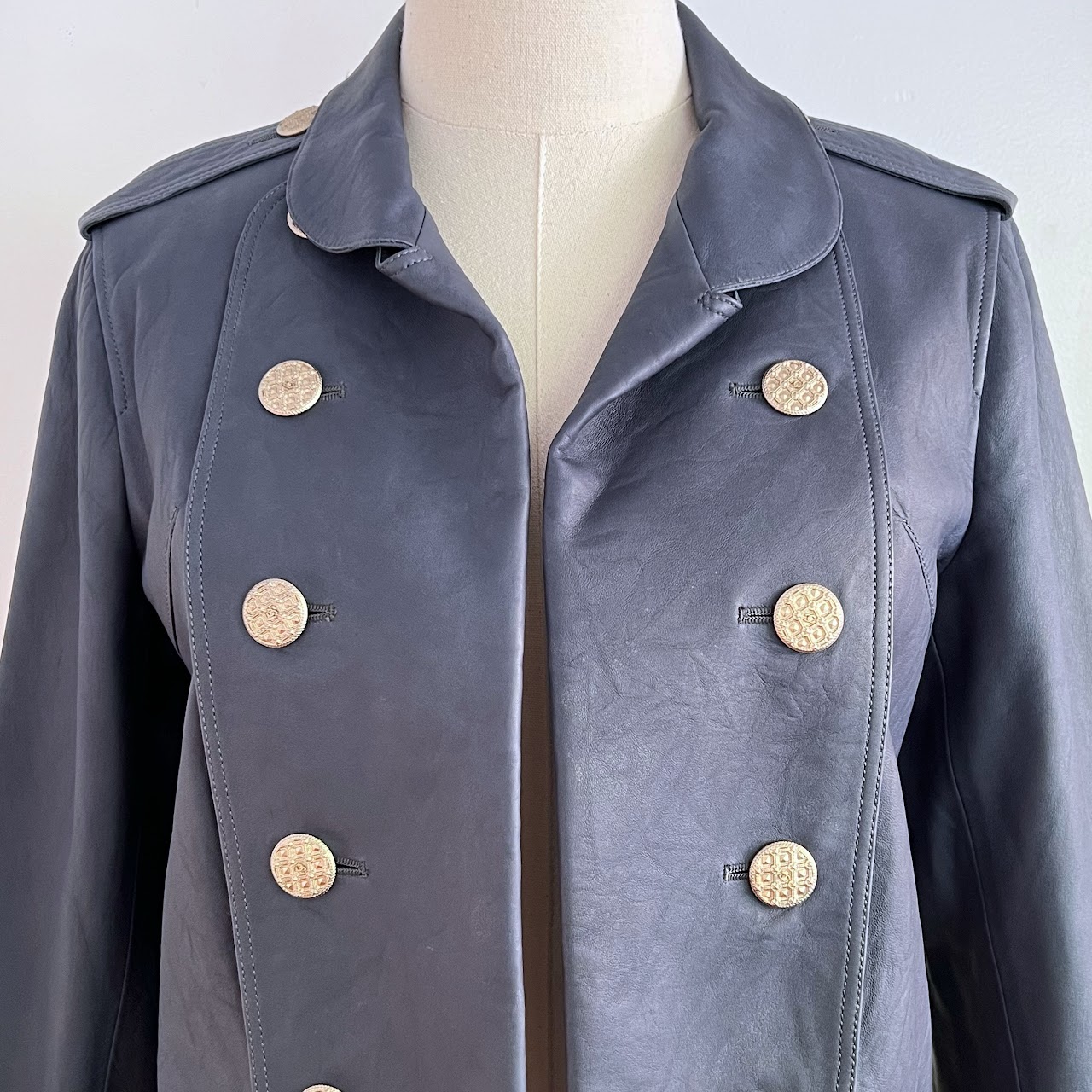 Chanel Deep Blue Lamb eather Jacket