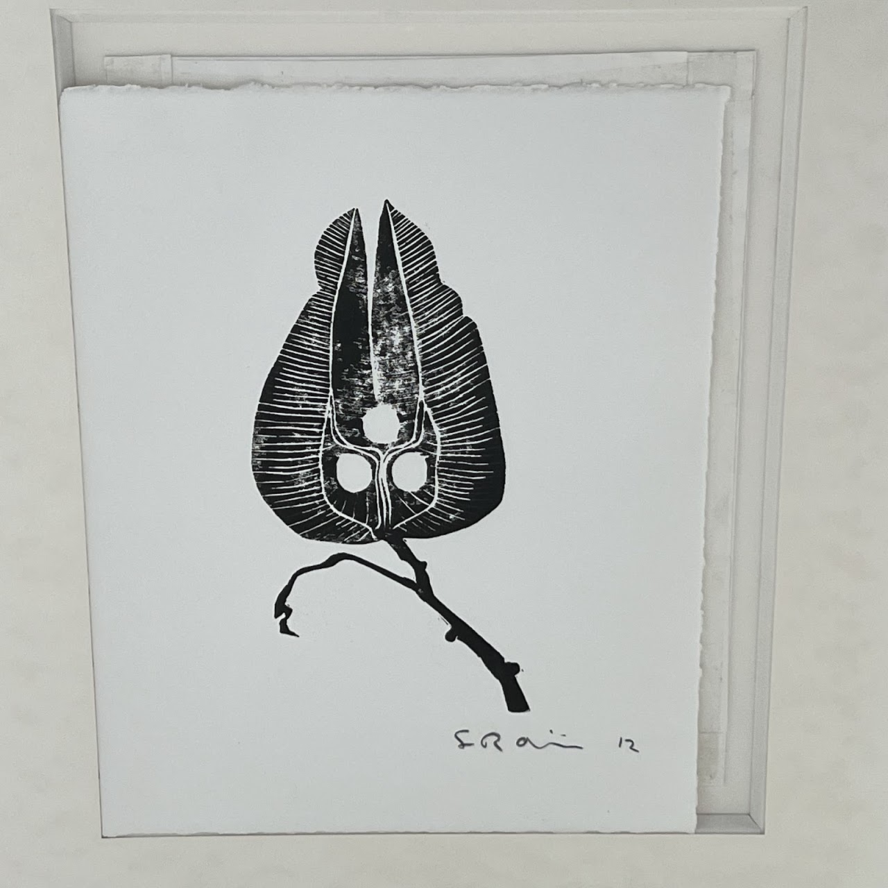 Contemporary Signed Botanical Woodcut