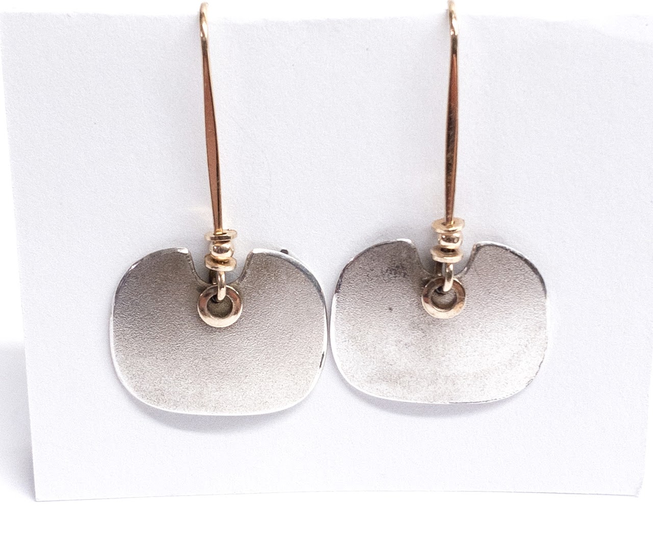 Ed Levin Sterling Silver and 14K Gold Modernist Earrings