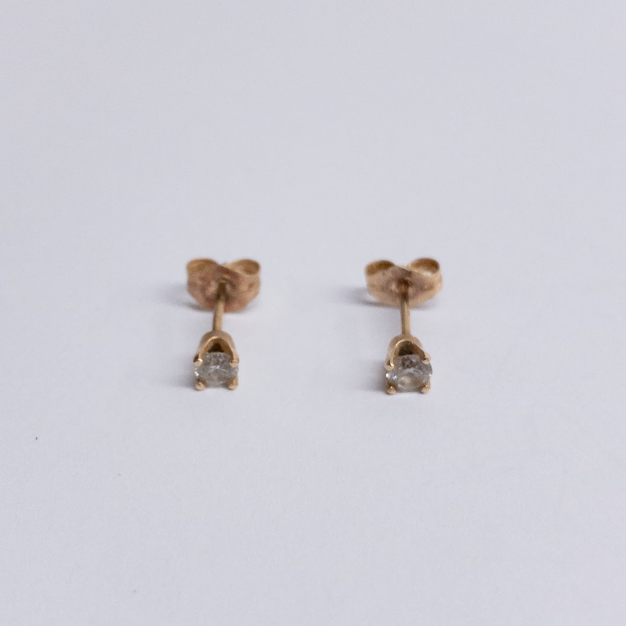 14K Yellow Gold and Diamond Stud Earrings