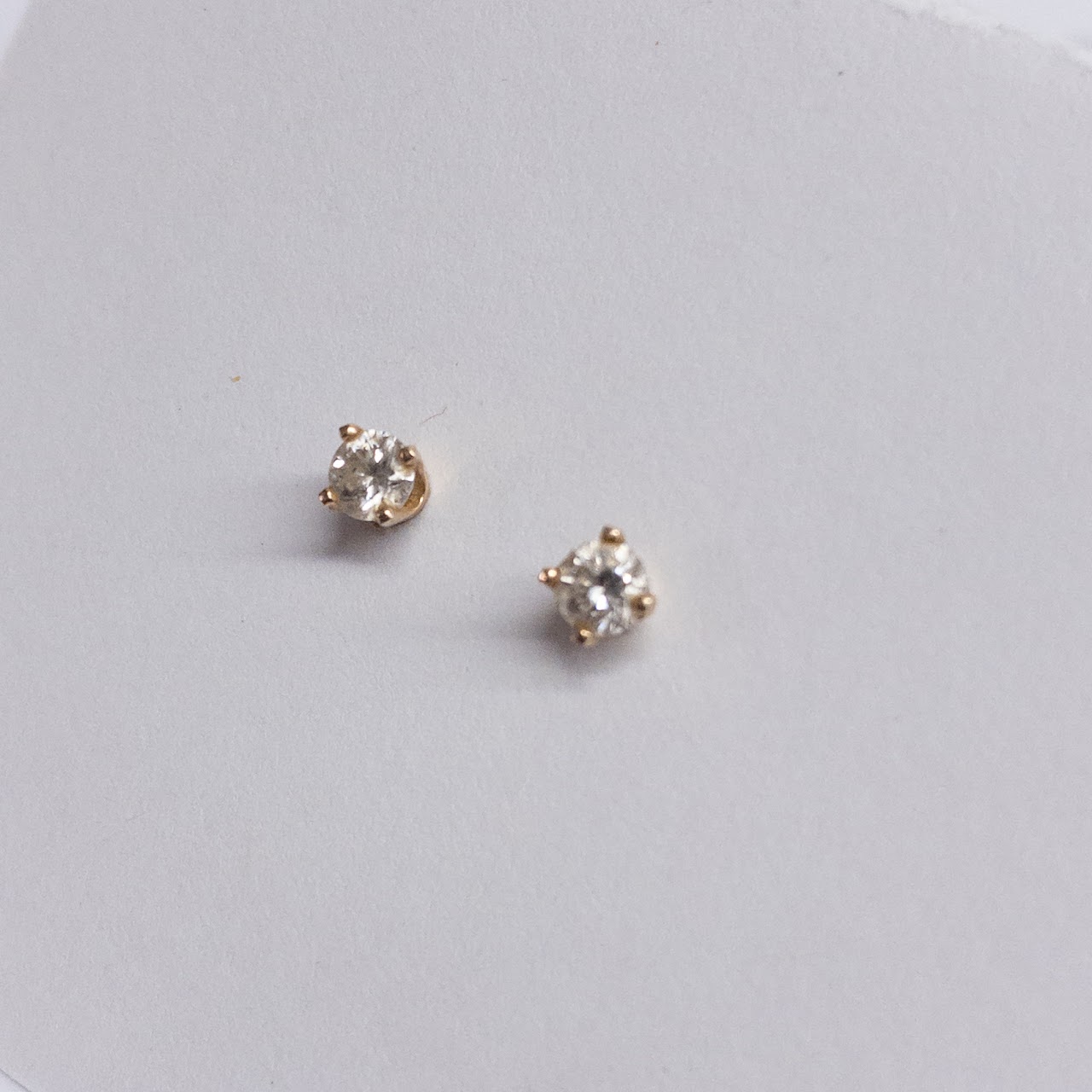 14K Yellow Gold and Diamond Stud Earrings