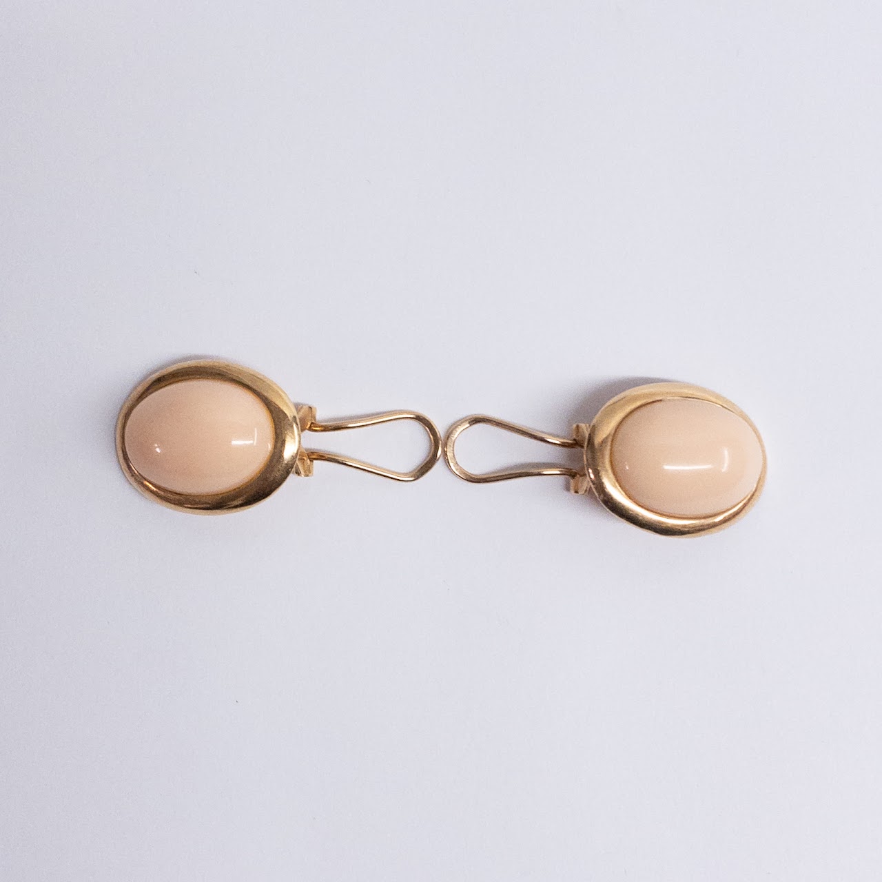 14K Gold and Angel Skin Coral Clip Earrings