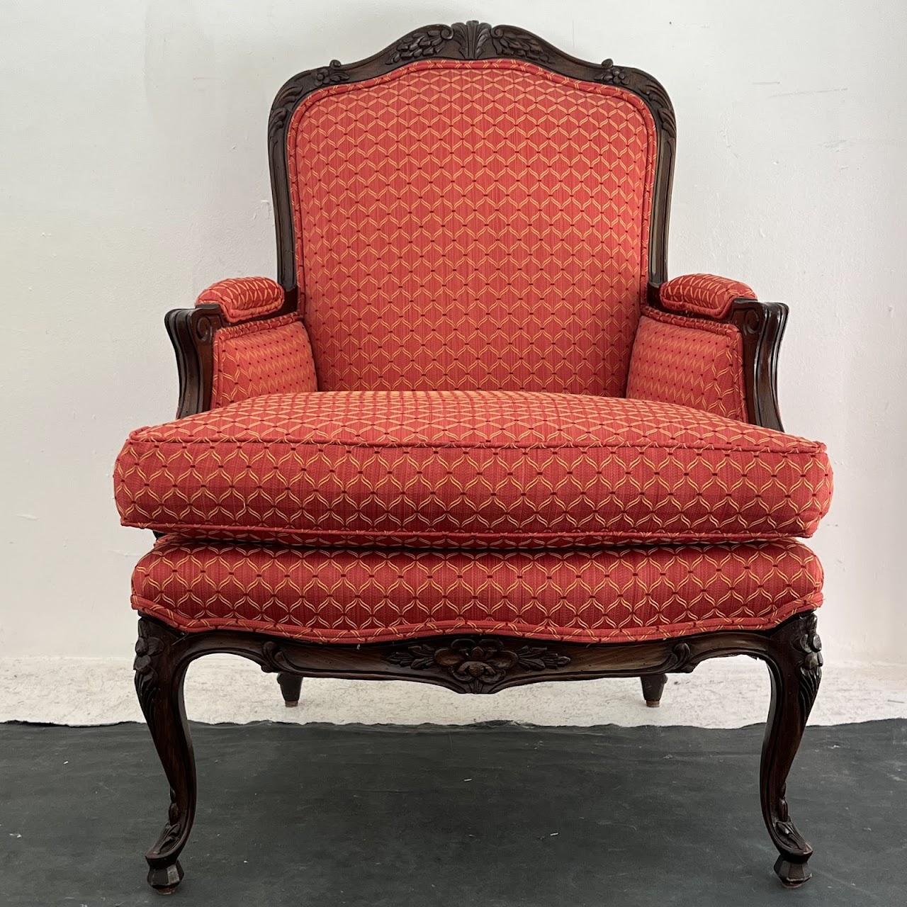 Louis XV Style Jacquard Upholstered Bergere