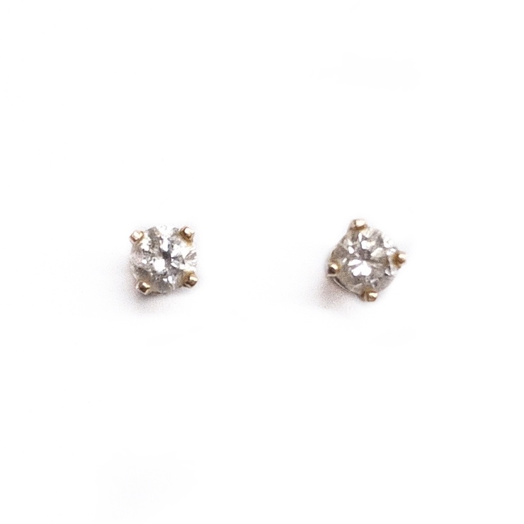 14K Yellow Gold and Diamond Stud Earrings