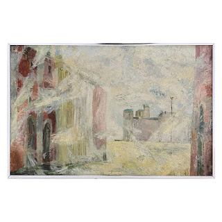 Vintage City Scene Oil Painting