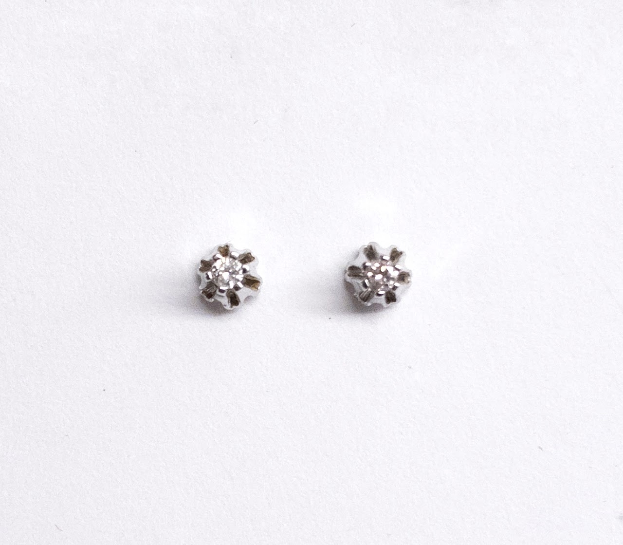 14K White Gold and Diamond Stud Earrings