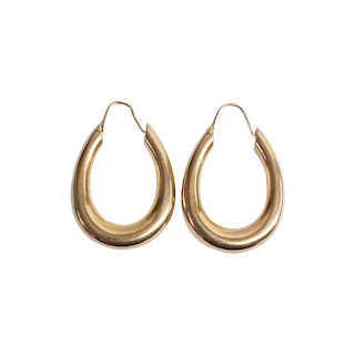 14K Gold Oval Hoop Earrings