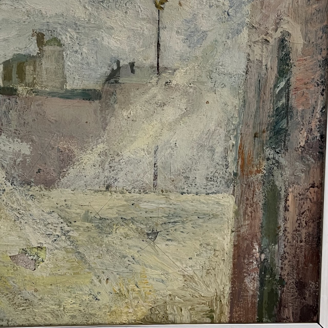 Vintage City Scene Oil Painting