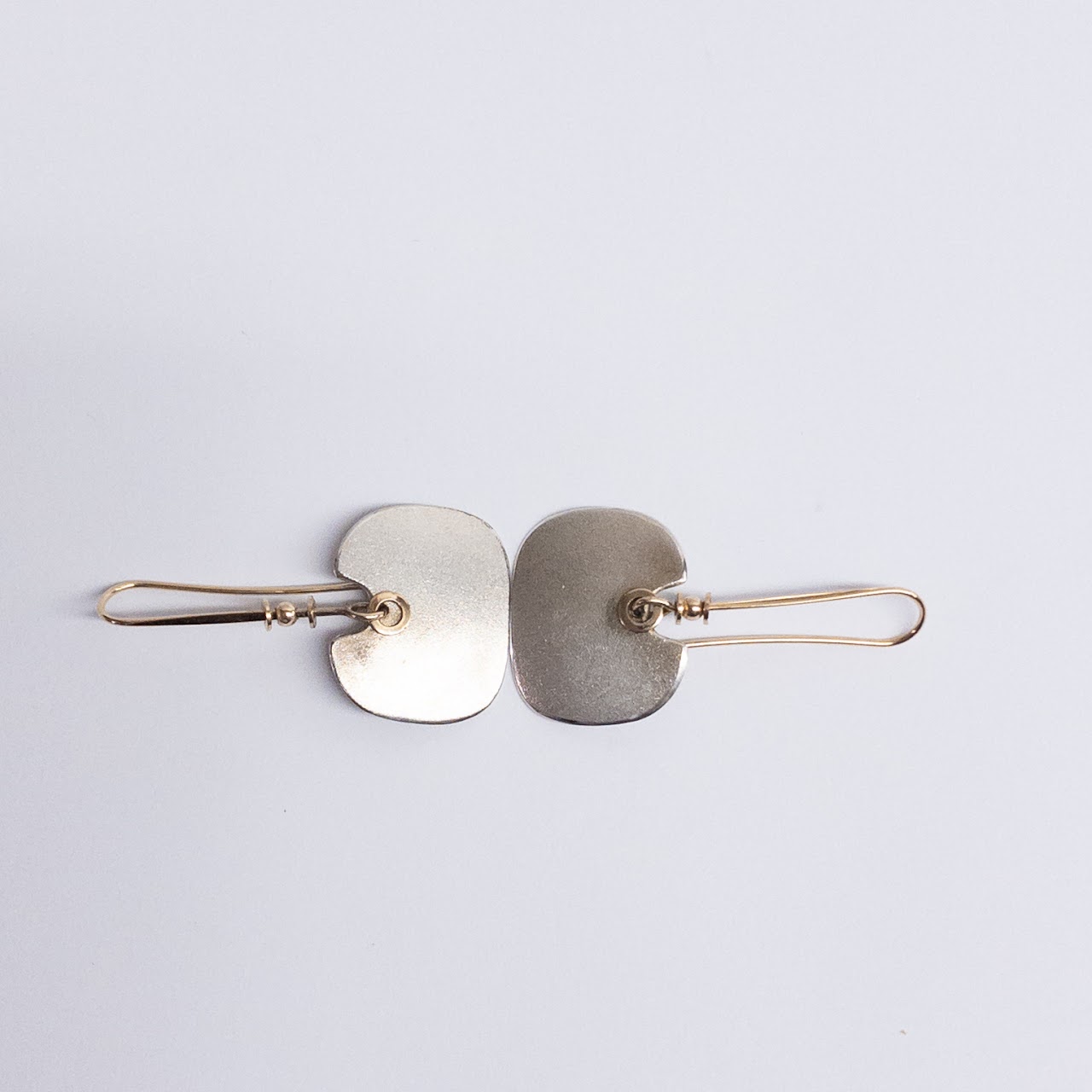 Ed Levin Sterling Silver and 14K Gold Modernist Earrings