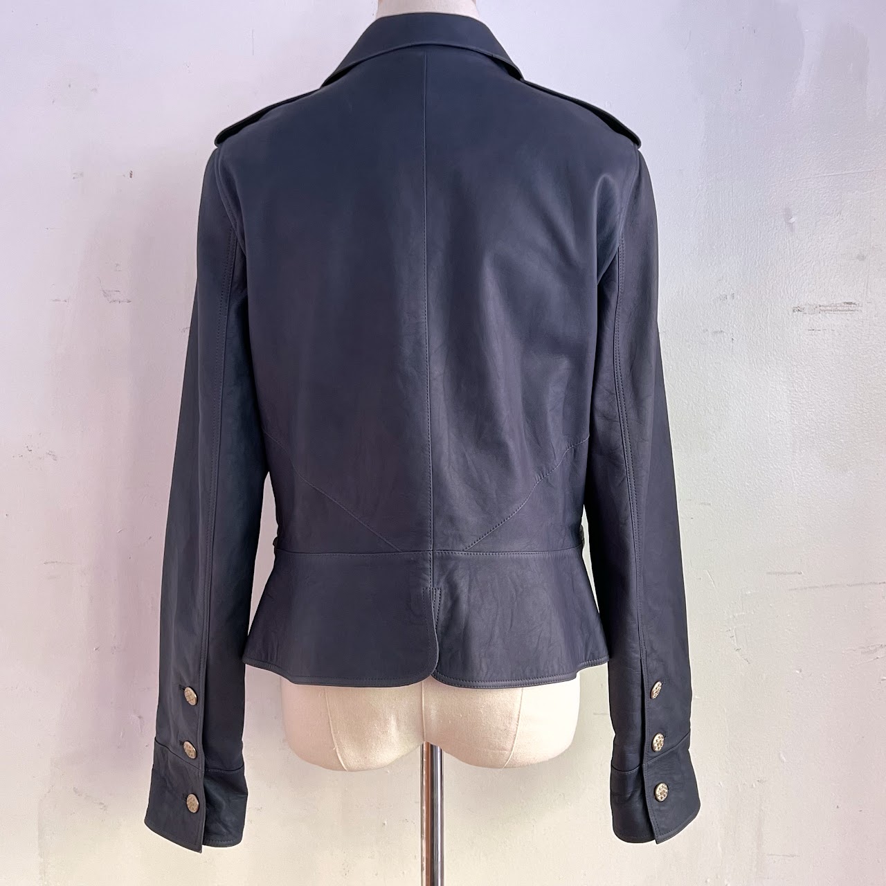 Chanel Deep Blue Lamb eather Jacket