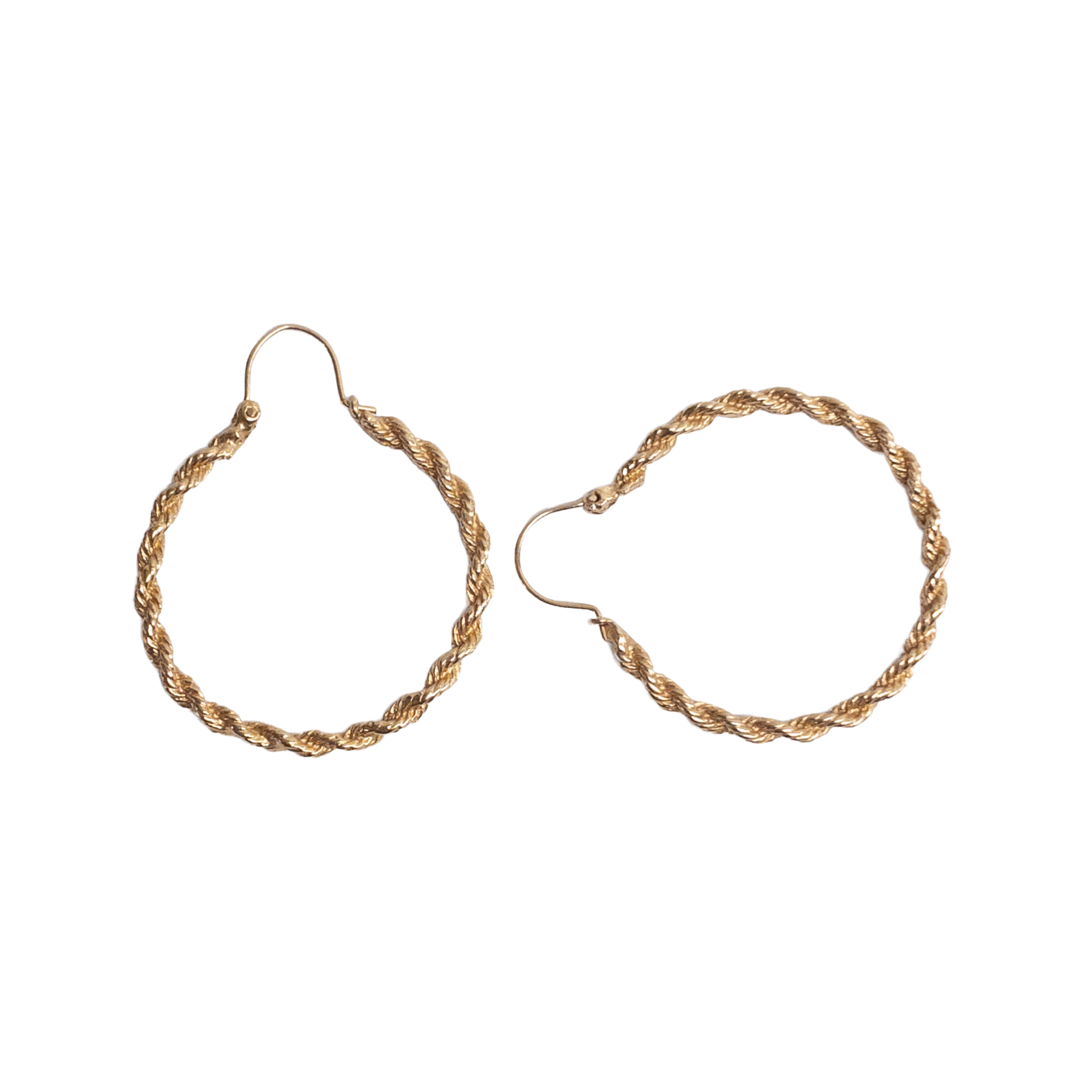 14K Gold Twisted Hoop Earrings